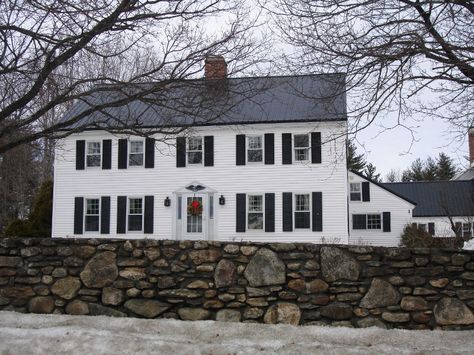 Colonial | Armor Metal Roofing Metal Shingle Roof, Black Metal Roof, Metal Roof Houses, Saltbox House, Colonial House Exteriors, White Colonial, Shingle Roof, Corrugated Metal Roof, Saltbox Houses