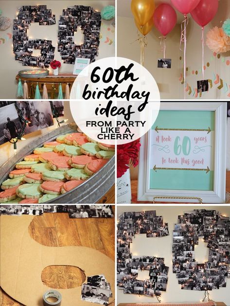 60th birthday party ideas and printables #partylikeacherry #60thbirthday 60th Birthday Celebration Ideas, Diy 60th Birthday Decorations, 60th Birthday Ideas For Mom Party, 60th Birthday Ideas For Women, Diy 60th Birthday, 60th Birthday Party Ideas, 60th Birthday Party Themes, 60th Birthday Theme, 60th Birthday Ideas For Dad