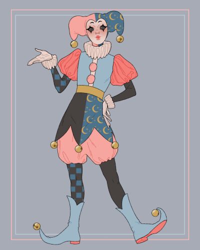 Clown Oc Outfits, Clown Outfit Reference, Clown Sona, Dnd Clown, Clown Dress Drawing, Clown Jester, Clown Outfit Male, Clown Clothing, Clown Outfit Drawing