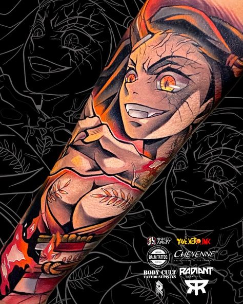 Nezuko Demon Tattoo, Demon Slayer Nezuko Tattoo Design, Demon Slayer Nezuko Tattoo, Nezuko Tattoo Ideas, Nezuko Tattoo Design, Demonslayer Tattoo, Desire Tattoo, Daruma Doll Tattoo, Demon Slayer Tattoo