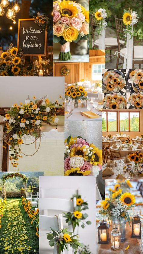 Sunflower Themes Sunflower Centerpieces Wedding, Sunflower Wedding Theme, Sunflower Wedding Centerpieces, Sunflower Centerpieces, Sunflower Themed Wedding, Simple Wedding Centerpieces, Centerpieces Wedding, Sunflower Wedding, Themed Wedding