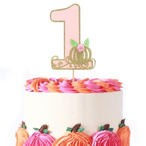 PRICES MAY VARY. UNIQUE DESIGN - Celebrate your little one's milestone first birthday with this beautiful little pumpkin cake topper ! the gold "1" is matched with pink and orange respectively , and the small flowers on it are also carefully prepared by us SUITABLE SIZE - The size of the pumpkin is 5*3.3 inches , and the height including the bamboo skewers is 9.2 inches , all the bamboo skewers are already assembled , you just need to insert the birthday cake and it will be the perfect party dec First Birthday Girl Themes Fall, Pumpkin First Birthday Cake, October 1st Birthday Girl, Our Little Pumpkin Is Turning One, Fall Birthday Cakes, Girls First Birthday Cake, Pumpkin Birthday Parties, Smash Cake Topper, Pumpkin 1st Birthdays