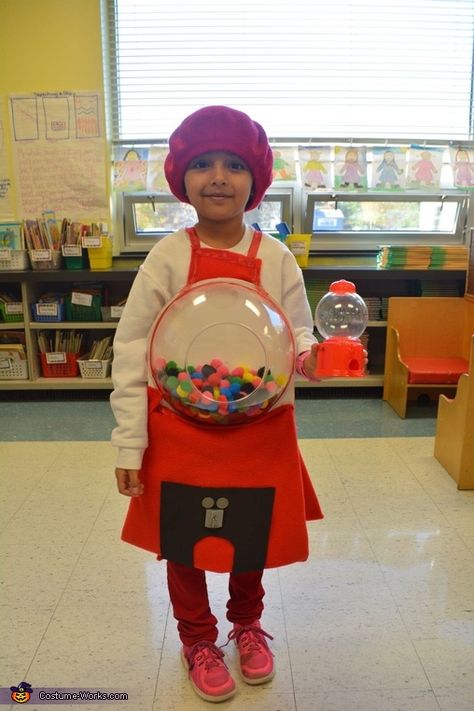 Homemade Costume, Costume Works, Clear Bowls, Halloween Costume Contest, Gumball Machine, Red Fleece, Costume Contest, Halloween Costumes For Girls, Doll Head