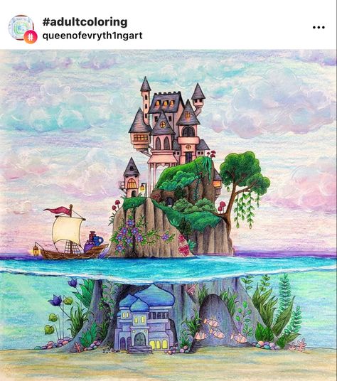 Ocean Castle, Joanna Basford Coloring, Book Maker, Johanna Basford Coloring Book, Creature Artwork, Basford Coloring, Johanna Basford Coloring, Art Painting Gallery, Art Drawings Sketches Creative