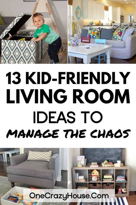 Kid Friendly Living Room Decor, Kid Friendly Living Room Ideas, Kid Friendly Family Room, Family Room Organization, Kid Friendly Living Room, Toddler Play Area, Family Friendly Living Room, Kids Play Spaces, Living Room Playroom