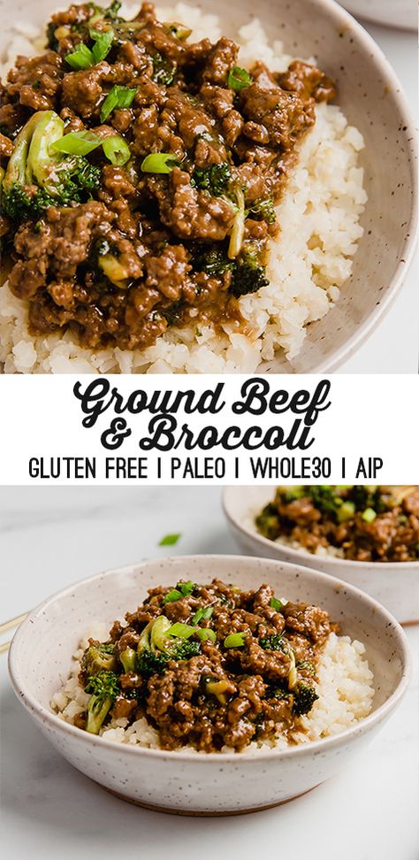 Ground Beef And Broccoli, Beef Broccoli, Beef And Broccoli, Ground Beef Recipes For Dinner, Aip Recipes, Recipe 30, Paleo Whole 30, Broccoli Beef, Paleo Dinner