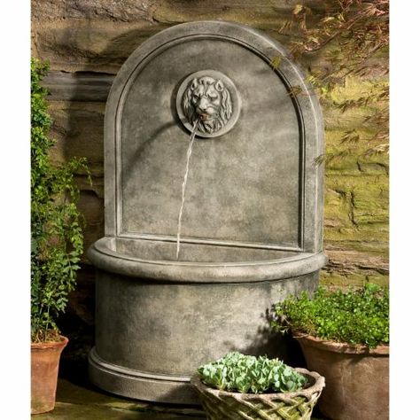 Campania International | Hayneedle Outdoor Wall Fountains, Concrete Fountains, Campania International, French Limestone, Garden Entrance, Fountain Pump, Wall Fountain, Cast Stone, Stone Collection