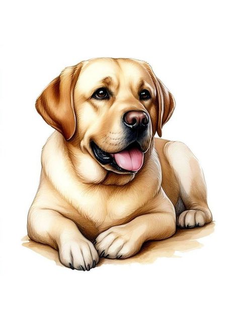 Canine Creativity: Illustrated Dogs for Artistic Flair Yellow Lab Drawing, Labrador Art, Dog Clip Art, Puppy Portraits, Cute Dog Wallpaper, Animal Watercolor, Cartoon Crazy, Woodland Critters, Animal Portraits Art