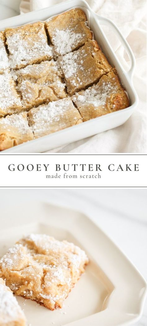 Gooey Butter Cake Recipe, Butter Cake Bars, Ooey Gooey Butter Cake, Gooey Cake, Dessert From Scratch, Gooey Butter, Family Desserts, Julie Blanner, Gooey Butter Cake