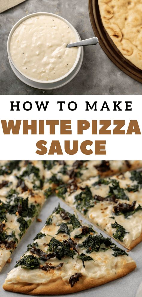 Creamy Garlic Pizza Sauce recipe - Lifestyle of a Foodie Garlic Pizza Sauce Recipe, White Sauce For Pizza, Garlic White Pizza, Garlic Pizza Sauce, Garlic White Sauce, Garlic Sauce For Pizza, Sauce For Pizza, White Garlic Sauce, White Pizza Sauce