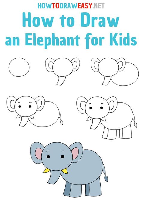 How to Draw an Elephant for Kids Step by Step #Elephant #cartoonElephant #Elephantcartoon #drawingElephant #Elephantdrawing #Elephantart #Elephantarts #howtodrawanElephant #easydrawing Directed Drawing Elephant, Kawaii Elephant Drawing, Easy Elephant Drawing Step By Step, Step By Step Drawing For Kindergarten, How To Draw An Elephant Step By Step, Elephant Activities For Kids, Easy Elephant Drawing Simple, Drawing Step By Step For Kids, Drawing For Kids Step By Step