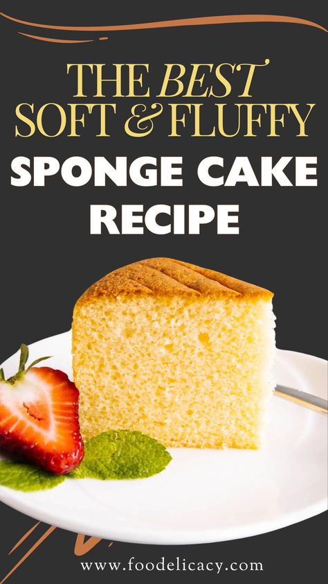 This genoise sponge cake bakes beautifully every time, stays moist and doesn't dry out, tastes as good as bakery-style, and makes the perfect cake base for layer cakes. It's delicious as a tea cake - simply dust with icing sugar and served with fresh fruit. It's also an excellent sponge cake base for layering and filling with your favourite creams and fruit. This recipe post will guide you on how to work the sponge cake batter so the cake always bakes up light and fluffy! | foodelicacy.com Guyanese Sponge Cake Recipe, Fluffy Sponge Cake Recipe, Sponge Cake Recipe Best, Genoise Sponge Cake, Easy Sponge Cake Recipe, Sponge Cake Easy, Fluffy Sponge Cake, Genoise Sponge, Cake Recipes At Home