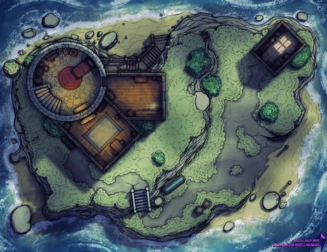 Stern's Lighthouse (22x17) | Patreon Fantasy Map Drawing, Map Drawing Ideas, Fantasy Map Drawing Ideas, Sky Islands, Maps Rpg, Map Drawing, Dnd World Map, Building Map, Dnd Campaign