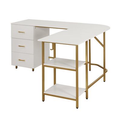 Pullout Storage, L Shaped Desk With Storage, L Shape Desk, Desk With Storage, White Storage, Inbox Zero, Rustic Contemporary, Dream Room Inspiration, Room Makeover Bedroom