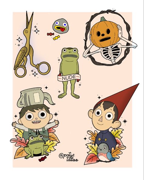 Over The Garden Wall Turtle, Kirby Flash Tattoo, Old Gregg Tattoo, Otgw Beatrice, Over The Garden Wall Frog, Otgw Tattoo, Over The Garden Wall Party, Over The Garden Wall Pumpkin, Over The Garden Wall Tattoo