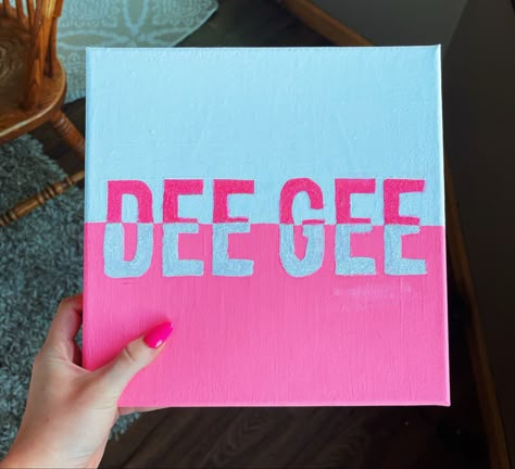 Sorority Canvas Paintings Dg, Chi Omega Paintings Sorority Canvas, Cute Canvas Paintings Sorority, Delta Gamma Letters Painted, Kd Canvas Painting, Sigma Sigma Sigma Canvas, Theta Painting Canvases, Zeta Canvas Ideas, Gamma Phi Canvas