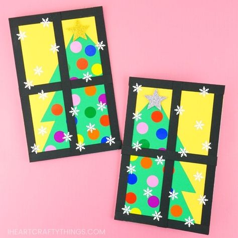 Surprise friends and family with this easy-to-make Christmas tree card. Our free card template makes this an easy Christmas card for kids to make. #christmascraftsforkids #iheartcraftythings #papercraftsforkids #homemadecards #diycards Diy Christmas Card Ideas, Diy Christmas Card, Christmas Card Ideas, Christmas Tree Template, Snowman Christmas Cards, Christmas Tree Card, How To Make Christmas Tree, Holiday Gift Card, Christmas Arts And Crafts