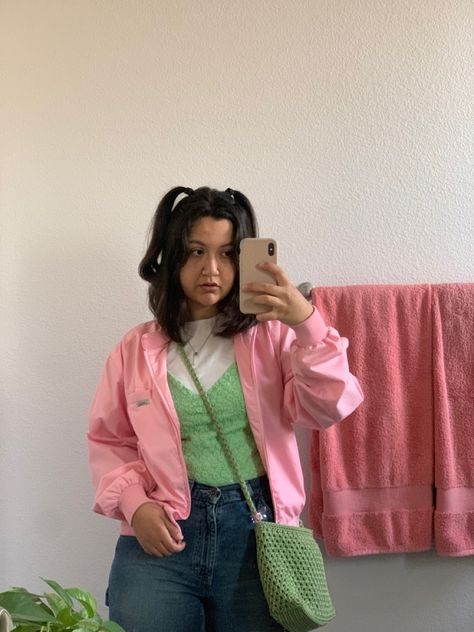 Pink Outfit Midsize, Midsize Pink Outfit, Pink Thrifted Outfits, Pastel Concert Outfit, Pastel Academia Outfit, Pastel Academia, Internship Outfit, Skz Concert, Pink Academia