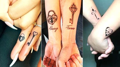 Matching Lock And Key Tattoo Couple, Key Tattoo Designs For Women, Lock And Key Tattoo Couple, Lock And Key Couple Tattoo, Lock And Key Tattoo Designs, Key To My Heart Tattoo, Lock And Key Tattoos, Tattoo Designs For Couples, Lock And Key Tattoo