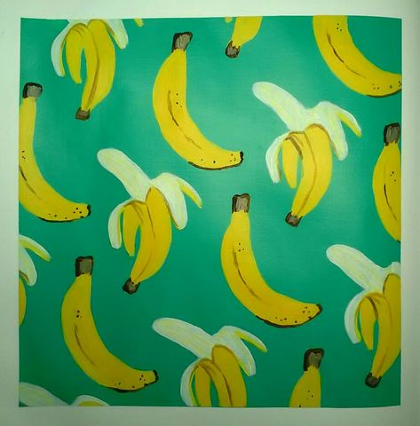 Banana Painting, Banana Pattern, Banana Fruit, Pattern Painting, Fruit Painting, Paint And Sip, Using Acrylic Paint, Fruit Pattern, Pottery Painting