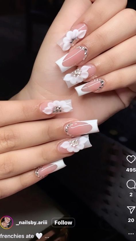 Nail Info, Latina Nails, Acrylic Nails Nude, Acubi Fashion, Nail Piercing, 2024 Nails, Fancy Nails Designs, Girly Acrylic Nails, Simple Acrylic Nails