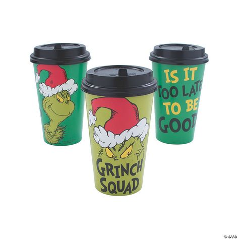 These fun insulated coffee cups feature the image of the beloved and mischievous Dr. Seuss™ character The Grinch along with the question, “Is it ... Grinch Stuff, Coffee Cups With Lids, Woodland Animal Birthday, Paper Coffee Cups, Grinch Christmas Party, Grinch Party, Disposable Coffee Cups, Paper Coffee Cup, The Grinch