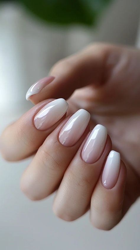 Wedding Nails For Bride Ombre French, Bridal Nails Ombre Glitter, French Manicure Modern, Ombré French Manicure, French Ombre Chrome Nails, Ombré Wedding Nails, Recruitment Nails, Muted French Manicure, Classy Ombre Nails