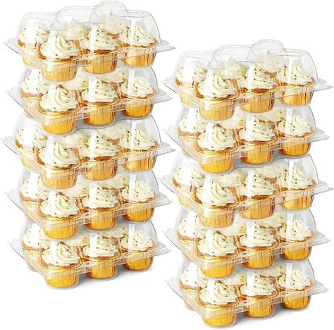 Amazon.com: LotFancy Cupcake Containers 6 Count, 40 Pack, Half Dozen Clear Cupcake Boxes, Plastic Muffin Holders with Detachable Tall Dome Lid, Disposable Cupcake Carriers, BPA Free, Standard Size : Home & Kitchen Plastic Cupcake Containers, Specialty Cupcakes, Cupcake Holders, Cupcake Carrier, Cupcake Container, Cupcake Holder, Cupcake Boxes, Cupcake Picks, Yummy Cupcakes