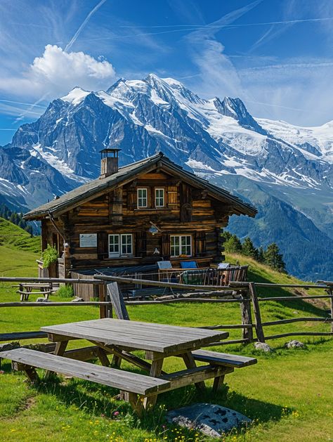 Alpine Mountain Lodge Cabin In The Mountains, Write Your Own Story, Mountain Lodge, Mountain Town, Two Car Garage, Above The Clouds, Mountain Cabin, Swiss Alps, Village Houses