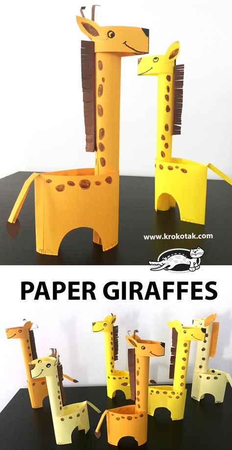 children activities, more than 2000 coloring pages How To Make A Giraffe From Cardboard, Giraffe Project, Diy Decor Paper, Diy Kids Activities, Diy Giraffe, Paper Giraffe, Giraffe Craft, Giraffe Crafts, Diy Kid Activities