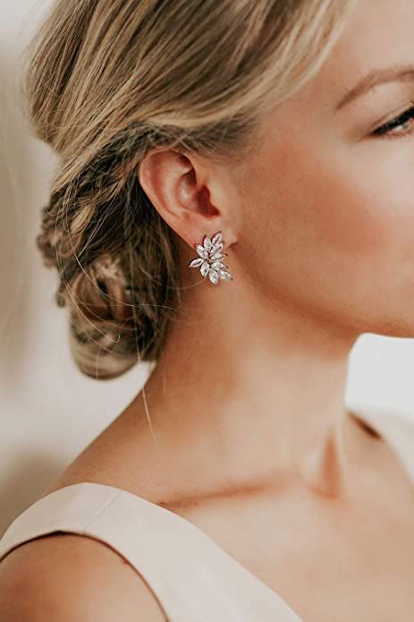 Gatsby Earrings, Bridal Earrings Studs, Crystal Bridal Earrings, Women Bride, Bride Earrings, Styl Boho, Stud Earrings For Women, Rose Gold Wedding, Cluster Earrings