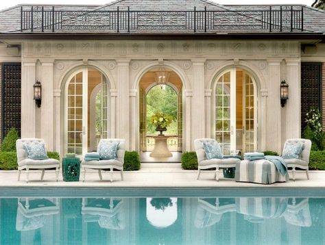 Pool Pavilion, French Designs, Enchanted Home, Pool Decor, Outdoor Rooms, Pool Houses, Pool Designs, Pool House, Luxury Home Decor