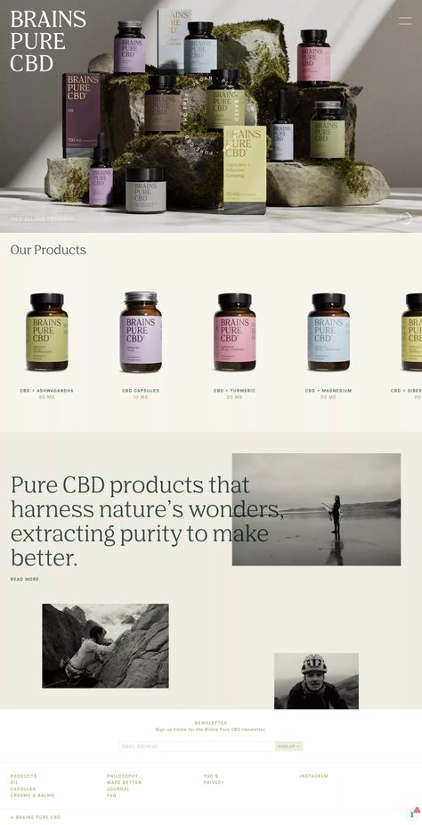 Brains Pure CBD on Land-book - get inspired by landing design and more Houdini Vfx, Branding Website Design, Beauty Website, Squarespace Website, Web Layout, Email Design, Website Inspiration, Website Branding, Ads Creative