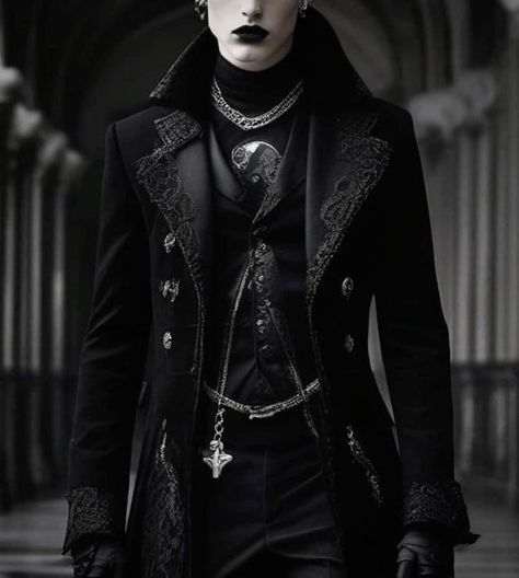 Black King Outfit Royal, Gothic Prince Aesthetic, Royal Goth Aesthetic, Goth Tailcoat, Goth Tuxedo, Howl Outfit, King Outfits Royal, Royal Goth, Ouji Outfit