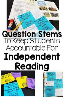 Using reading questions stems to keep students accountable for their independent reading. These questions are aligned to standards to help you target specific skills. Independent Reading Accountability, Reading Accountability, Question Stems, Back To School Tips, Reading Questions, Classroom Goals, Teacher's Pet, Active Learning, Third Grade Reading