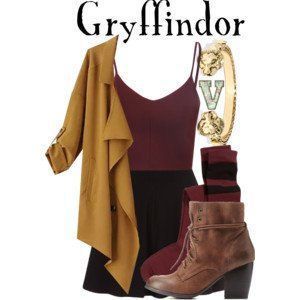 Hogwarts Outfits Gryffindor, Gryffindor Inspired Outfits, Harry Potter Houses Outfits, Gryffindor Outfit, Gryffindor Harry Potter, Hogwarts Outfits, Movie Inspired Outfits, Harry Potter Style, Looks Pinterest