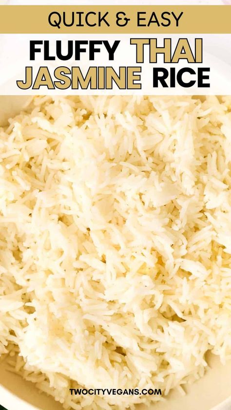 Perfect Thai Jasmine Rice Recipe Thai Sweet Rice Recipe, Thai Rice Recipes, Perfect Jasmine Rice, Jasmine Rice Recipe, Thai Jasmine Rice, Jasmine Rice Recipes, Peanut Curry, Rice Recipes Vegan, Rice Side Dish Recipes