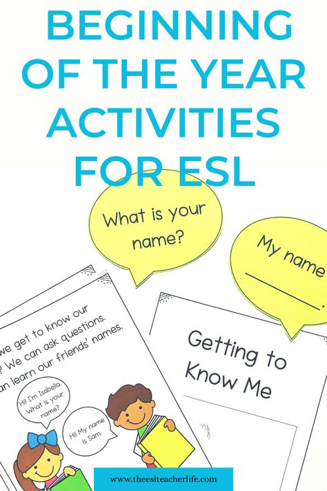 Esl Back To School Activities, Esl Introduction Activities, Esl Kindergarten Activities, Esl Teaching Elementary, Esol Activities, School Group Activities, Esl Speaking Activities, Esl Writing Activities, Beginning Of The Year Activities