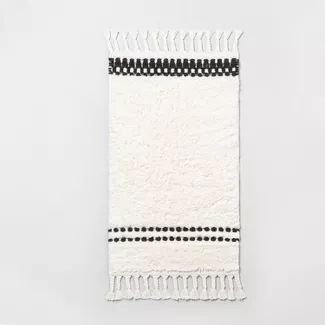 Shop Target for Bath you will love at great low prices. Free shipping on orders of $35+ or same-day pick-up in store. Sharpie Wall, Magnolia Bathroom, Small Guest Bathroom Ideas, Small Guest Bathroom, White Bath Rugs, Boho Black And White, Bath Runner Rugs, Guest Bathroom Ideas, Braided Fringe