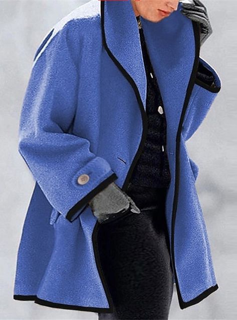 Ombre Shirt, Buy Coats, Wool Winter Coat, Lapel Coat, Long Overcoat, Winter Outwear, Gilet Long, Long Sleeves Coats, Woolen Coat