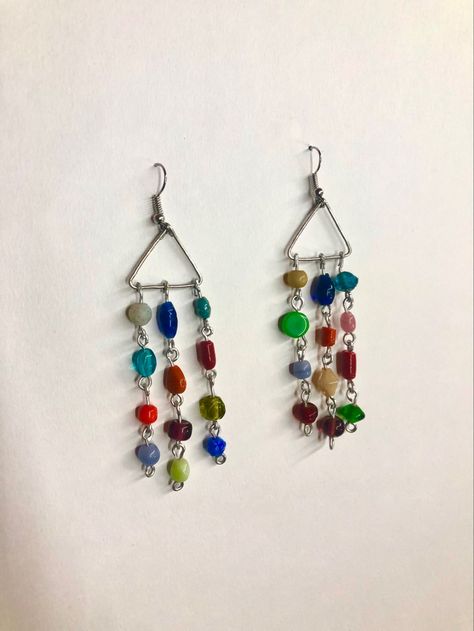 handmade wire earrings with beads Diy Hippie Earrings, Diy Hippie Jewelry, Hippie Jewelry Aesthetic, Hippie Jewelry Diy, Hippy Earrings, Bohemian Jewellery, 70s Hippie, Cali Girl, Earrings Wire