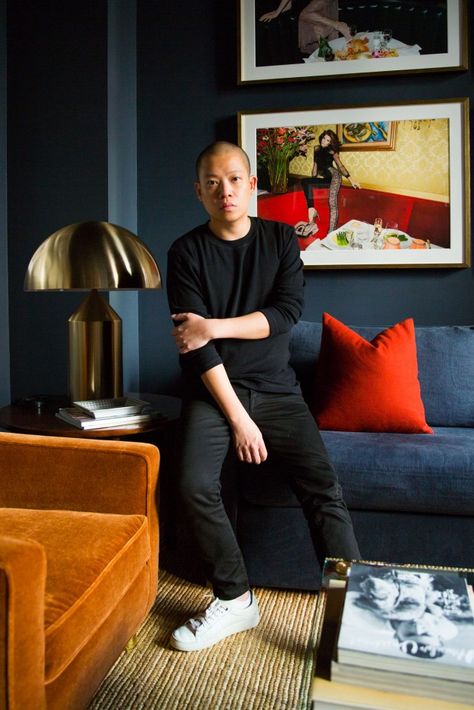 Inside Designer Jason Wu’s New York City Home | Coveteur.com Dark New York Apartment, Masculine Feminine Interior Design, Masculine Art Deco, Masculine Lounge, Modern Urban Living Room, Masculine Decor Apartment, Masculine Dining Room, Modern Masculine Bedroom, Moody Mid Century Modern