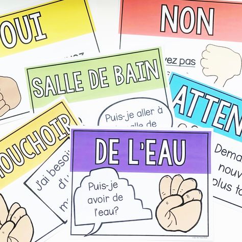 5 French classroom management tools | The French Nook French Class Bulletin Board Ideas, French Classroom Decor, Classroom Commands, Teaching French Immersion, Classroom Communication, French Immersion Resources, Positive Classroom Management, Positive Classroom Environment, Teacher Classroom Decorations