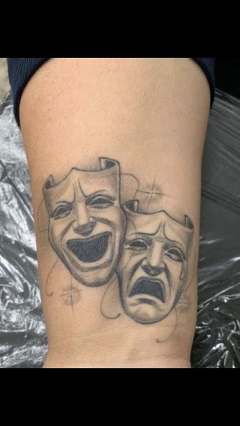 Theatre Tattoo, Hard Tattoos, Artsy Tattoos, Birthday Tattoo, Tattoo Old School, Neck Tattoos Women, Special Tattoos, Gemini Tattoo, Full Back Tattoos