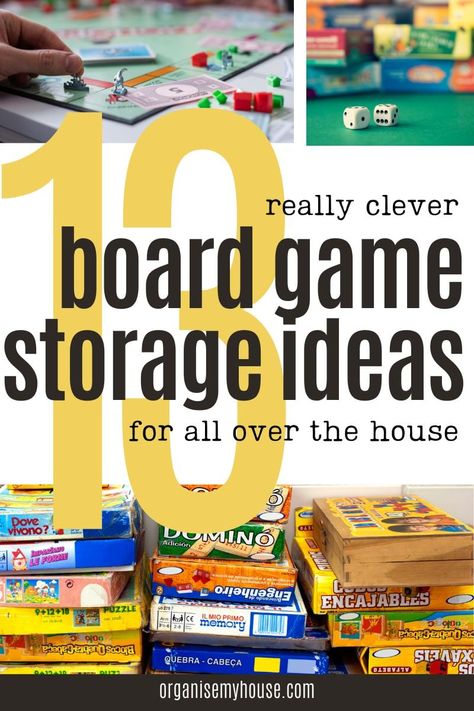 Want to know the best way to store board games? These board game storage ideas are really clever solutions that you’ll love. One of these options is sure to be perfect for your home, and will tame your board games before you know it! Board Game Floating Shelves, Board Game Storage Shelf, Game Board Organization Storage Ideas, Board Game Organizer, Store Board Games, Board Games Storage Ideas, Storing Board Games, Board Game Organization Ideas, Organize Board Games