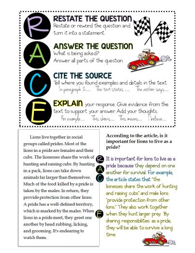 Races Writing Strategy, Race Strategy, Race Writing, Constructed Response, Writing Anchor Charts, Essay Template, 4th Grade Writing, Text Evidence, Writing Instruction