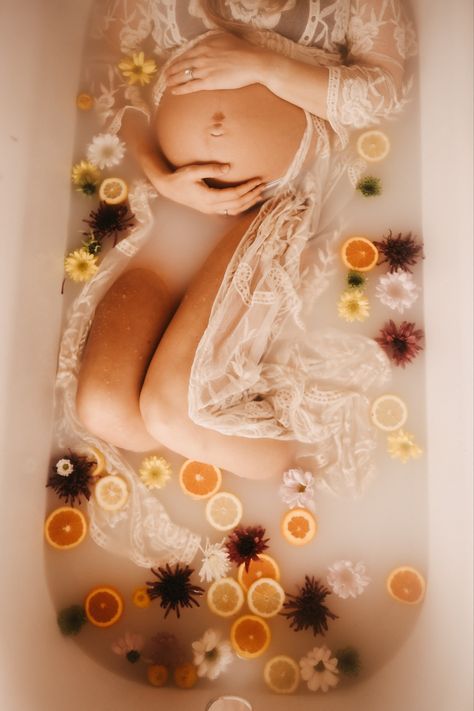 Fruit Maternity Pictures, Maternity Tub Photoshoot, Diy Milk Bath Photography Maternity, Pregnancy Bath Photoshoot, Maternity Photography Milk Bath, Milk Bath Pregnancy Shoot, Maternity Bath Tub Shoot, Pregnancy Milk Bath Shoot, Maternity Milk Bath Pictures