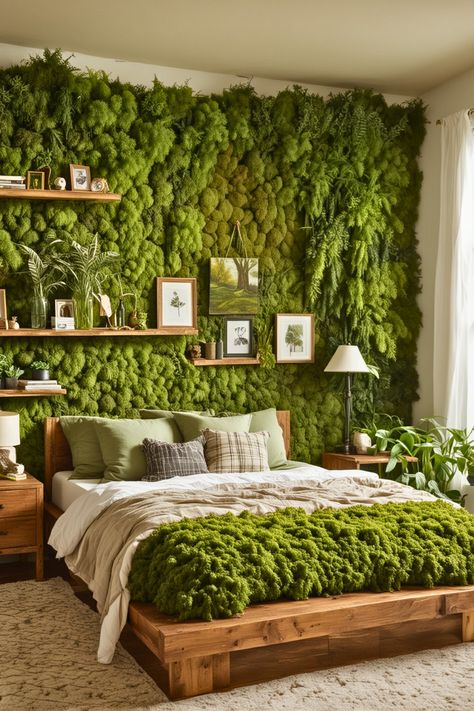 Forest Airbnb, Woodsy Bedroom, Nature Themed Bedroom, Forest Themed Bedroom, Forest Bedroom, Forest Room, Twig Furniture, Airbnb Ideas, Wooden Beams Ceiling