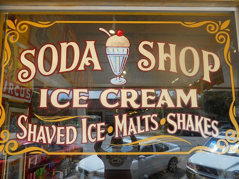 Talk about Old School!! ------------------------------------------------------ Soda Shop-Austin, TX by Best Dressed Signs, via Flickr Ice Cream Sign, Old Fashioned Ice Cream, Austin Shopping, Expo West, Soda Shop, Nostalgic Candy, Cream Candy, Ice Cream Parlor, Soda Fountain