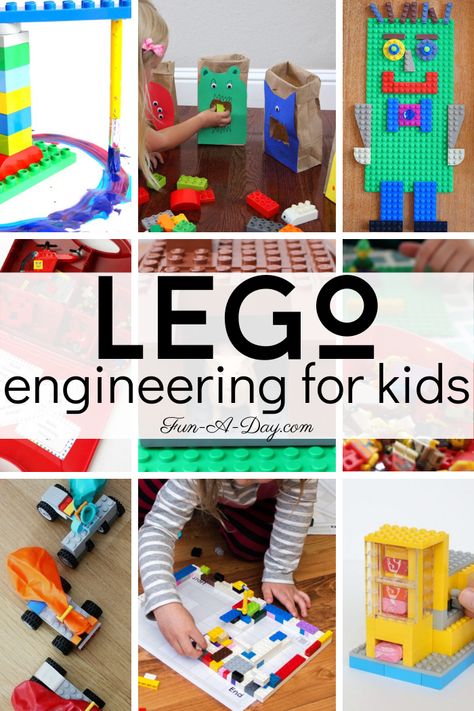 I love LEGO creations that teach! These LEGO engineering challenges, or STEM challenges, are perfect for kids of all ages, from preschool to kindergarten to early elementary. Lego Challenges For Kindergarten, Lego Kindergarten Activities, Steam Challenges Kindergarten, Lego Enrichment Activities, Steam Lego Activities, Lego Activity For Kids, Lego Stem Activities For Kindergarten, Lego Boats That Float, Stem Lego Challenges